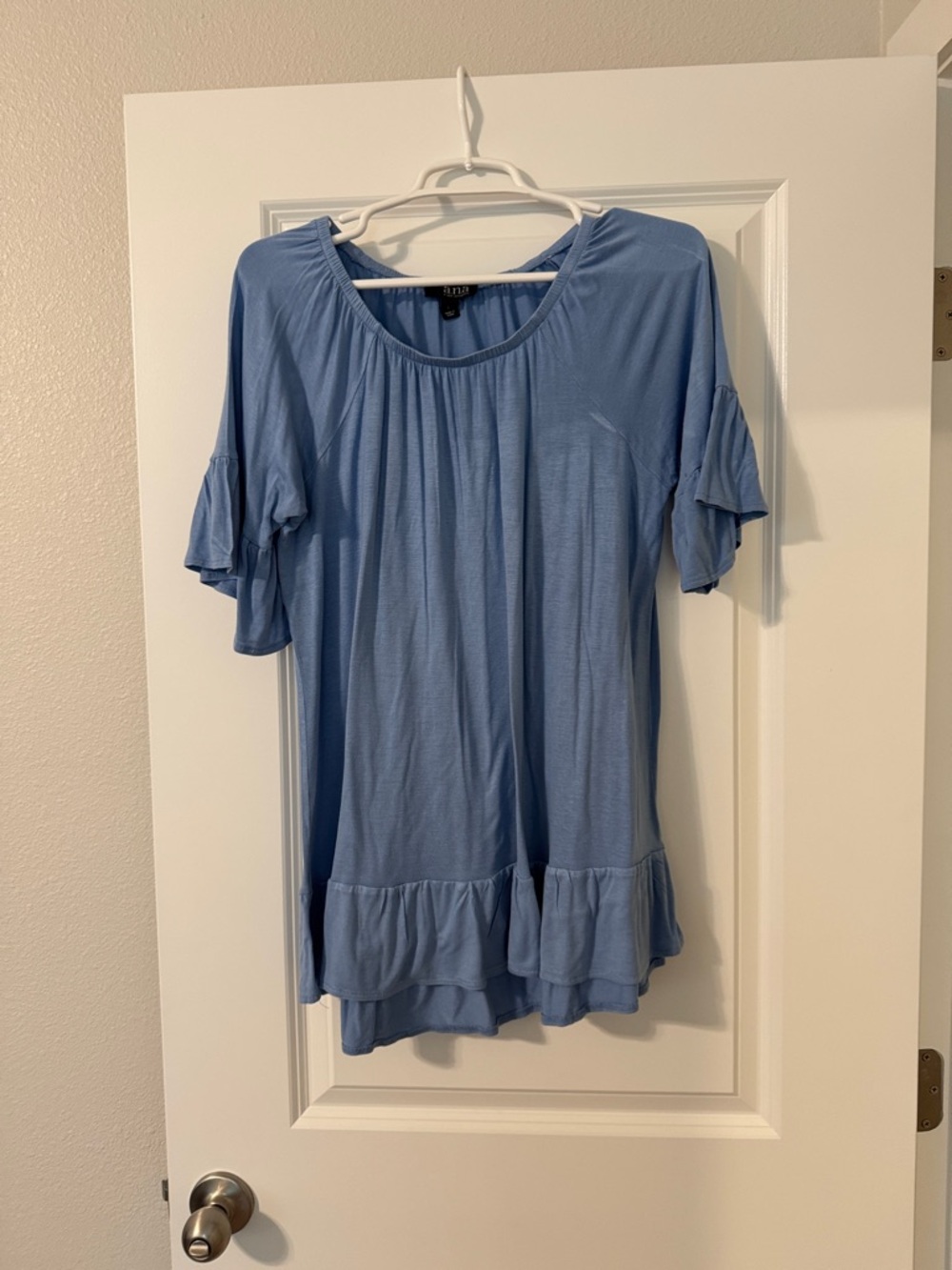 a.n.a Light Blue Ruffle Hem Peplum Tunic